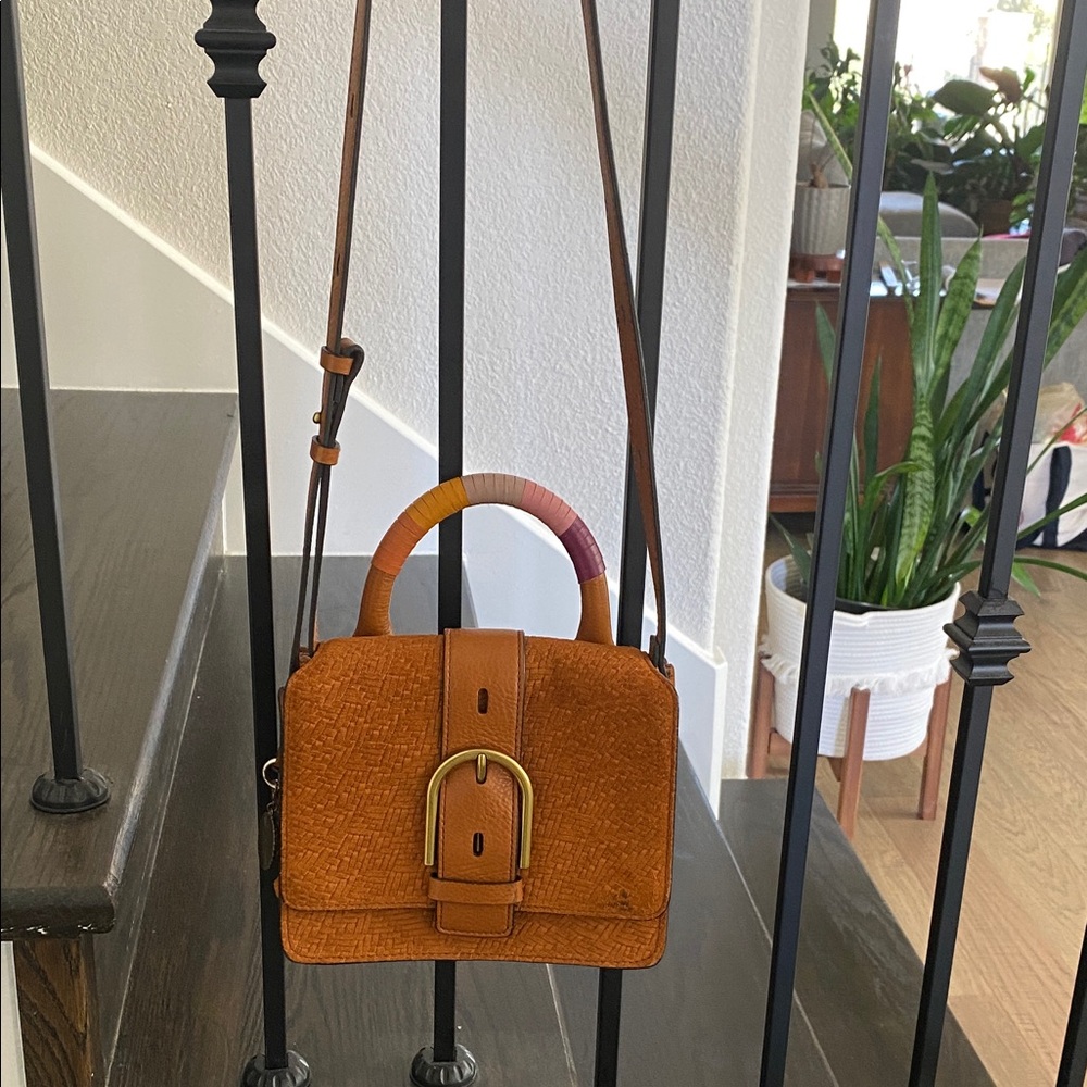 Fossil Brown Crossbody Bag with Multicolor Handle
